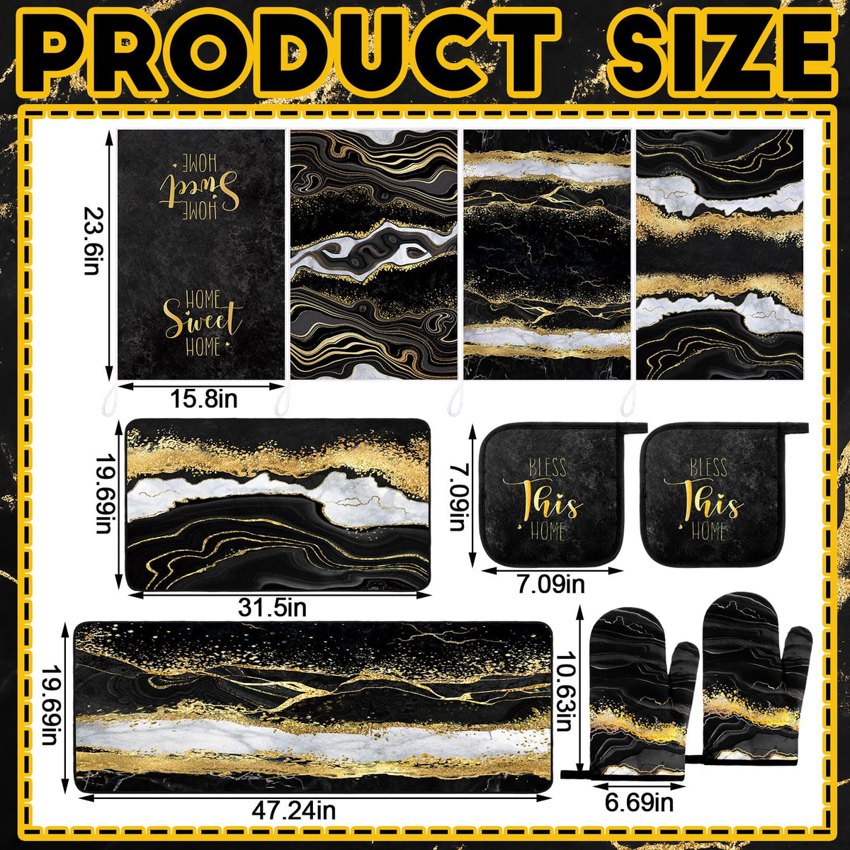 Fourluoo marble kitchen rug 120x50 provides protective, easy-care surface
