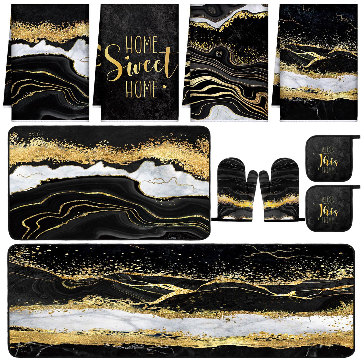 Fourluoo marble kitchen towels with microfiber for daily tasks and cleanup
