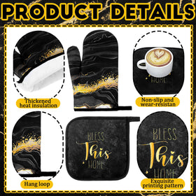 Fourluoo marble oven mitts deliver extended reach and secure grip