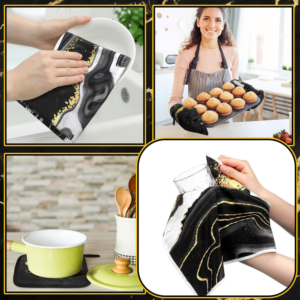 Fourluoo marble pot holders offer heat resistance and practical grip