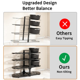 Fovkdcvw height-adjustable tiers enable customized cookware organization.