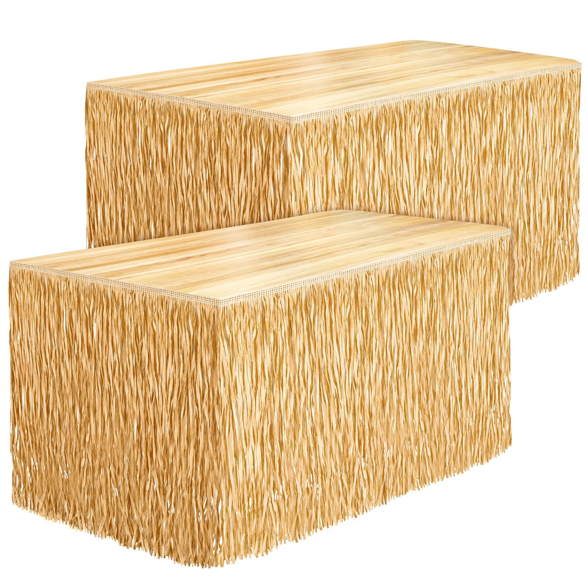 Fovths luau grass table skirt fringe detail for tropical party decor