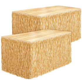Fovths luau grass table skirt fringe detail for tropical party decor