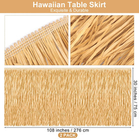 Fovths luau table skirt with self-adhesive hoops for quick setup