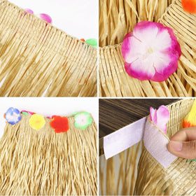 Fovths natural straw yellow skirt uses waterproof, durable polyester grass.