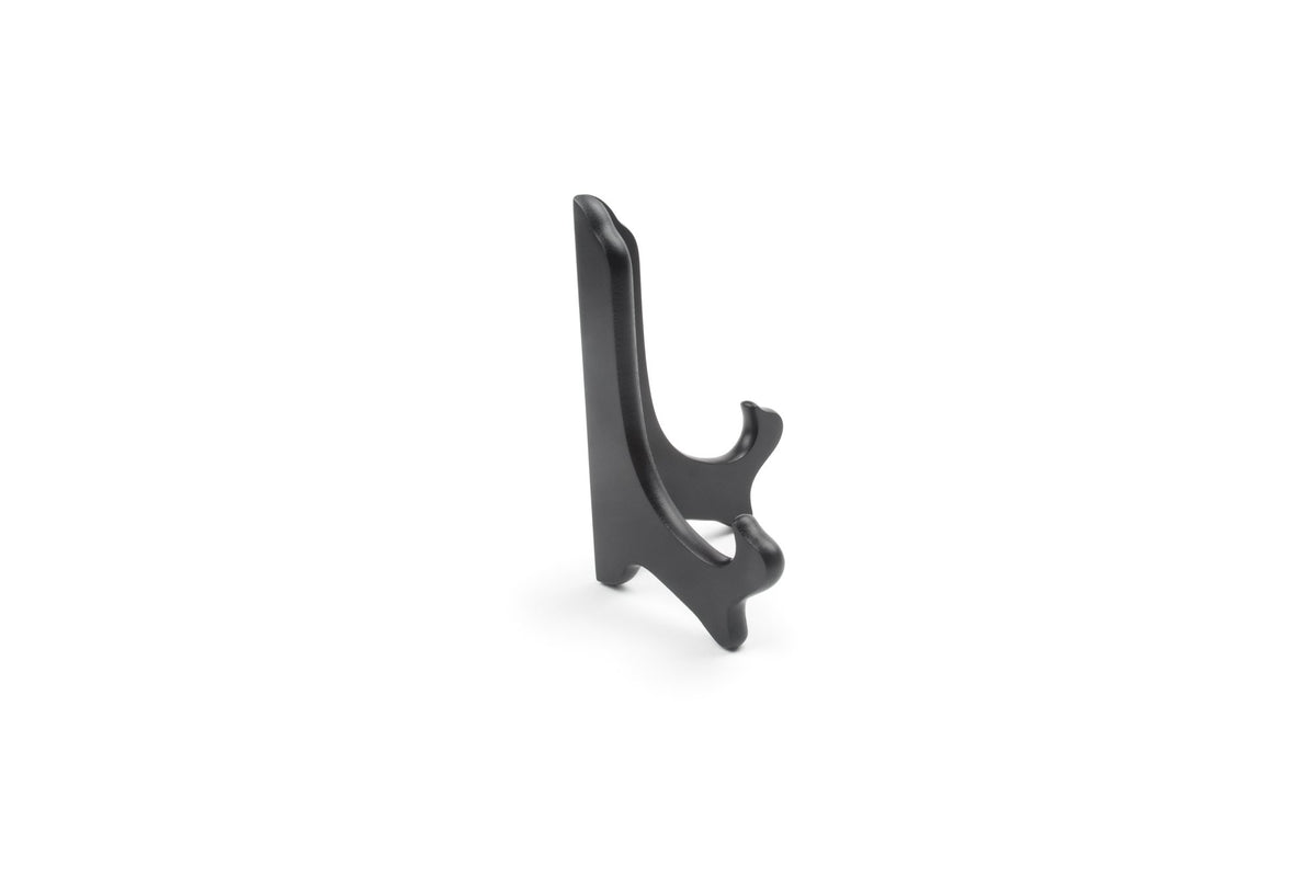 Fox Run black plate stand with gold latches adds chic detail to decor.
