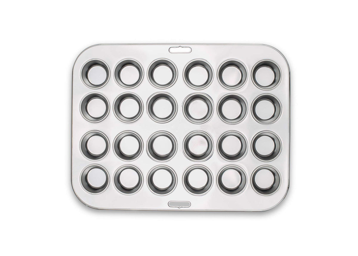 Fox Run muffin pan is dishwasher safe for quick cleanup.
