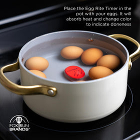 Fox Run Egg Rite timer color changes to indicate soft, medium, or hard eggs.