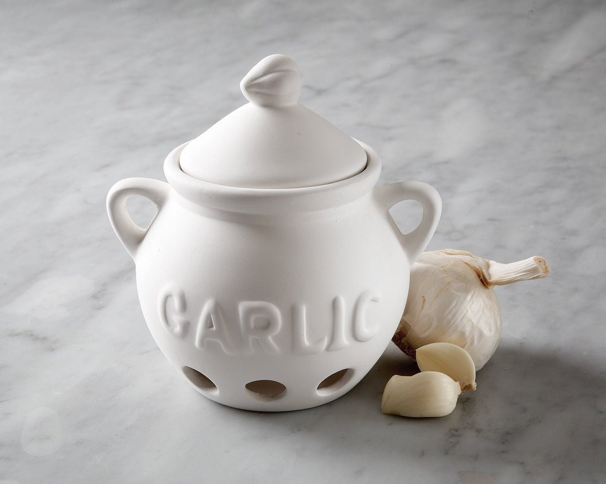 Fox Run Garlic Keeper made of porous stoneware to help reduce moisture near garlic