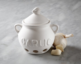 Fox Run Garlic Keeper made of porous stoneware to help reduce moisture near garlic