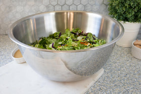 Fox Run large mixing bowl with flat base for stable dough mixing.