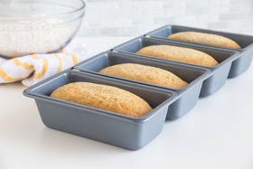 Fox Run linked loaf pan enables baking multiple loaves at once.