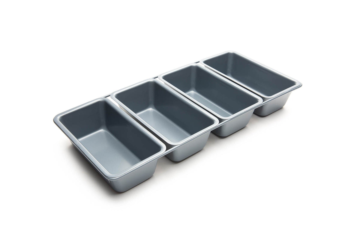 Fox Run linked loaf pan with non-stick coating for quick release.