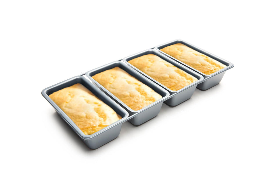 Fox Run linked loaf pan set of four enables easy batch baking at home.