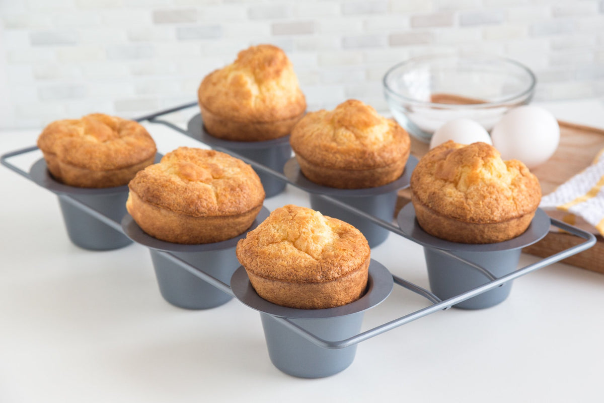 Grey finish adds a modern look to your bakeware collection.