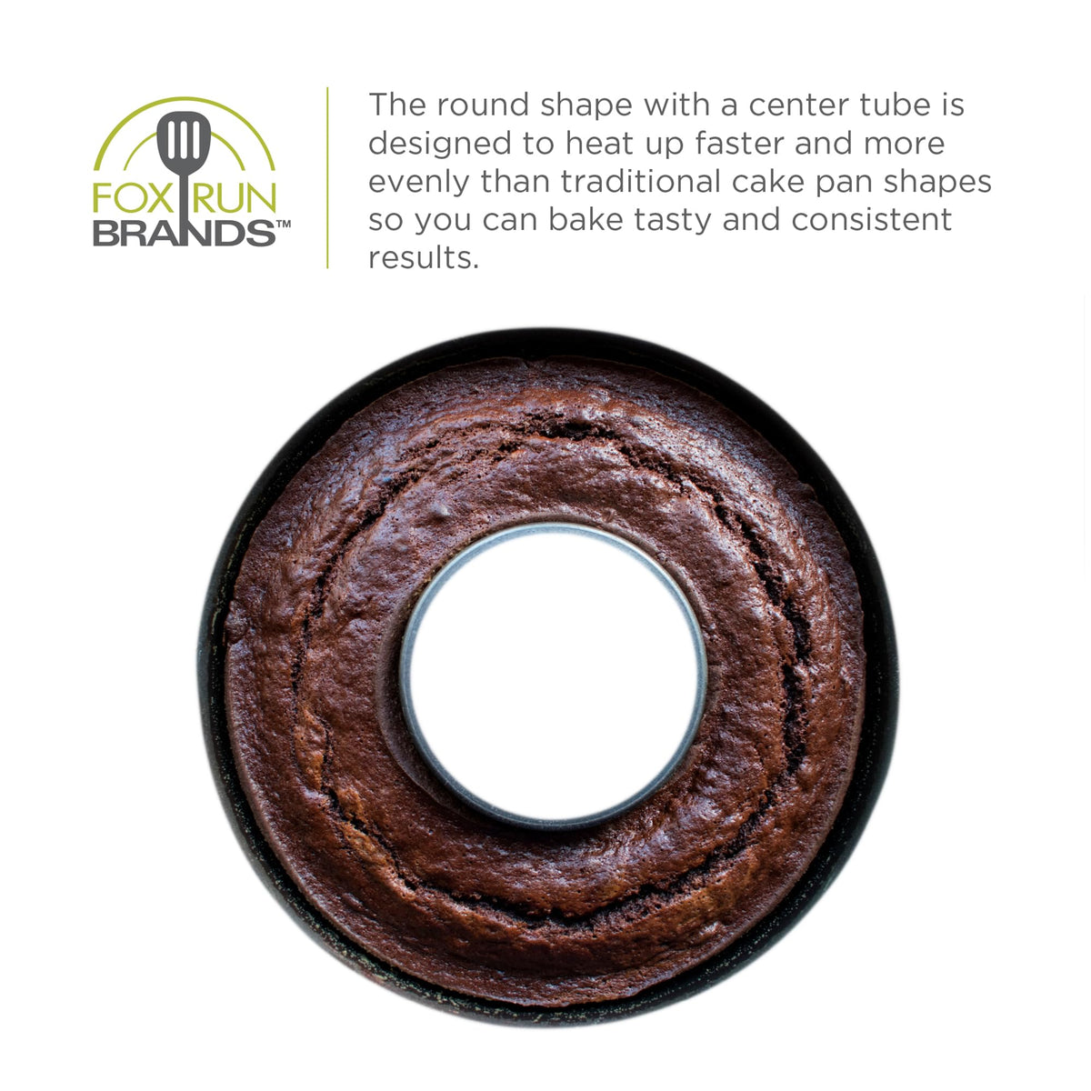 Fox Run Savarin cake mold creates evenly heated, delicious desserts.