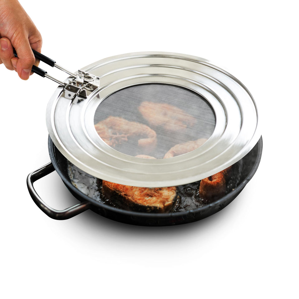 FOXEL 14-inch splatter screen cover blocks grease, keeping your stove clean.