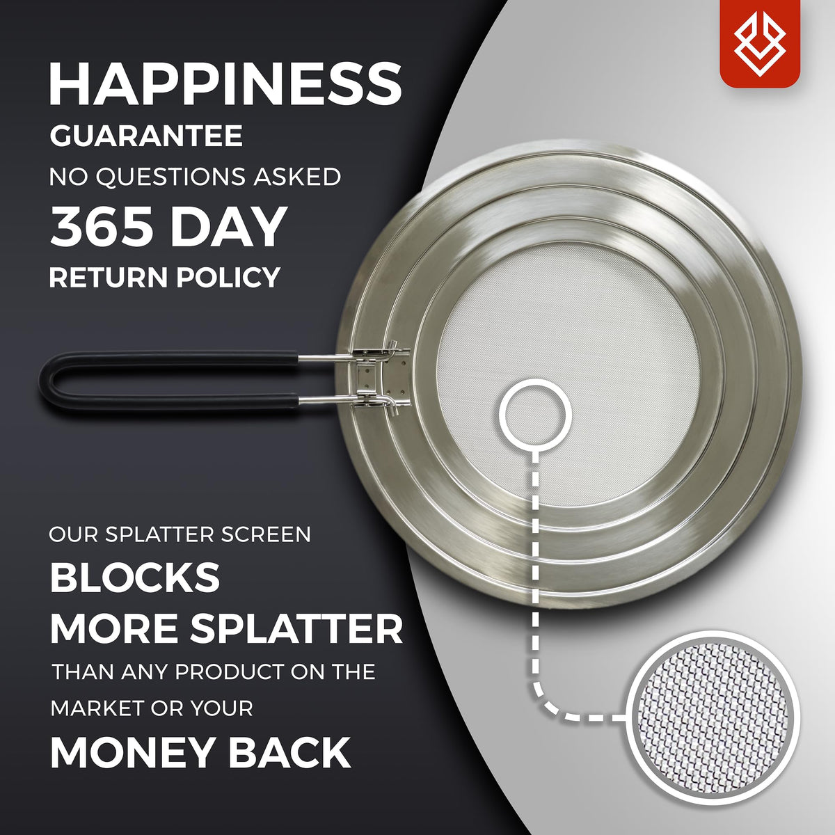 FOXEL dishwasher-safe splatter guard for quick post-cook cleanup.