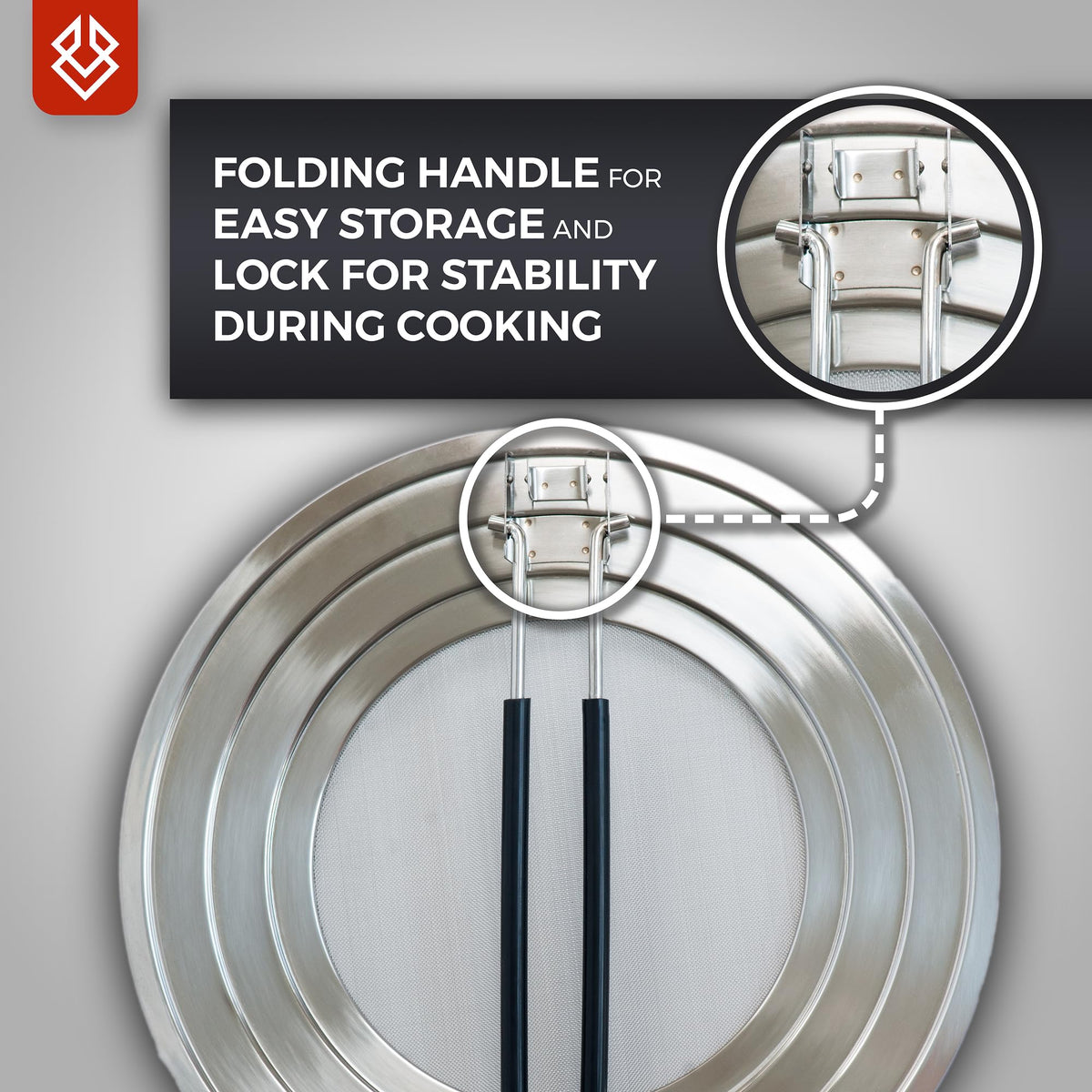 FOXEL grease splash block reduces kitchen mess during frying.