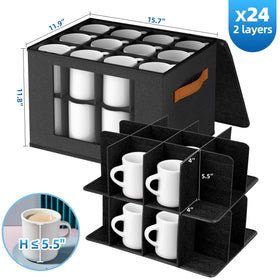 Foyego coffee mug storage with zipper lid and handles, keeps cups safe during moves.