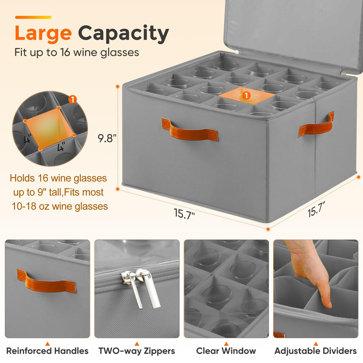 Foyego crystal storage container with reinforced handles for easy transport