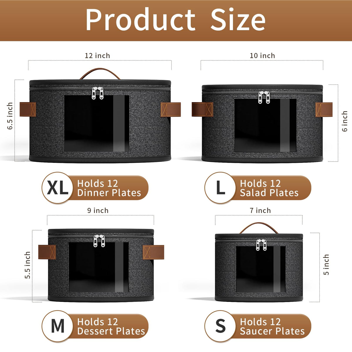 Foyego dish storage organizer with zippered lid and transparent window for fast access.