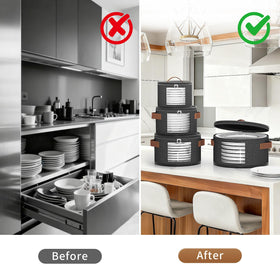Foyego hard-shell protectors safeguard fine china during stacking and moving.