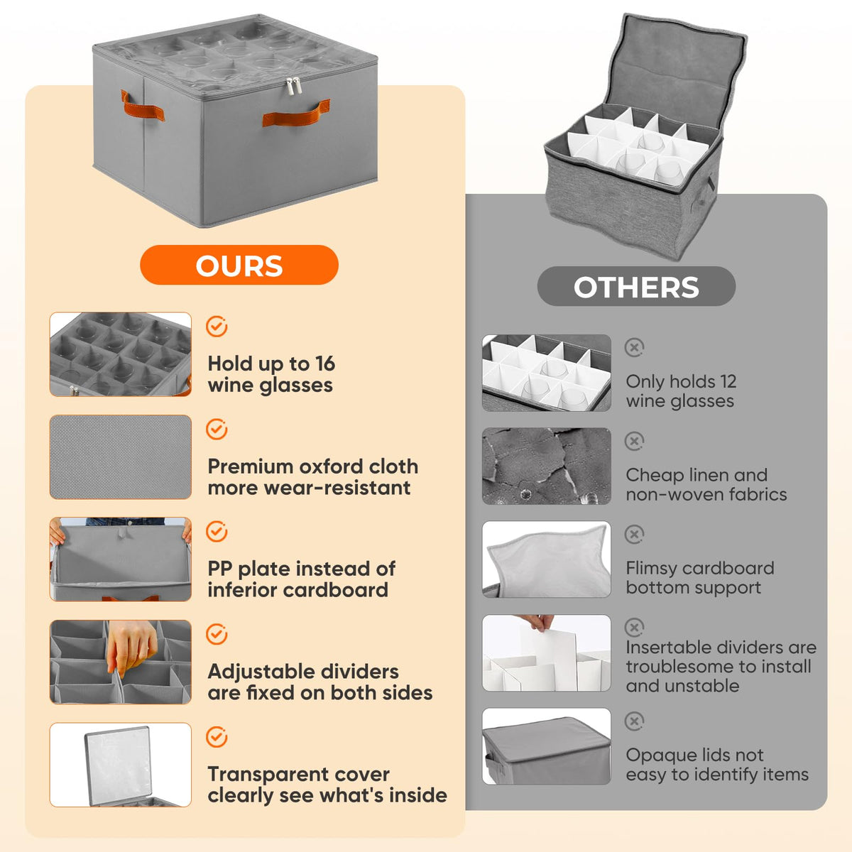 Foyego large capacity box holds 16 glasses for events