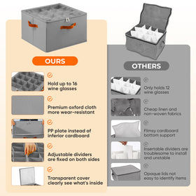 Foyego large capacity box holds 16 glasses for events