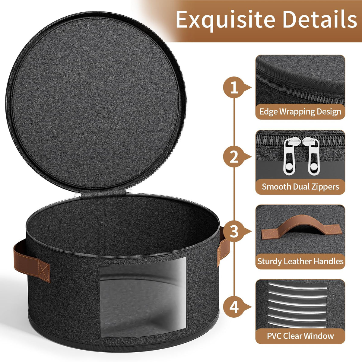 Foyego stackable dinnerware storage box with reinforced bottom for space-saving organization.