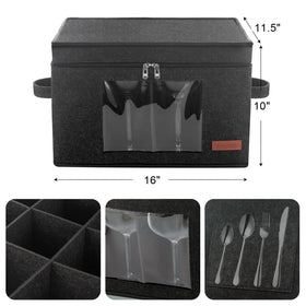 Foyego wine glass storage box with dustproof lid protects delicate stemware from dust.