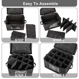Foyego wine glass storage box sturdy handles make carrying easy and secure.