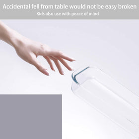 FOYO Basics clear glass casserole shows sturdy construction for everyday baking and reheating.