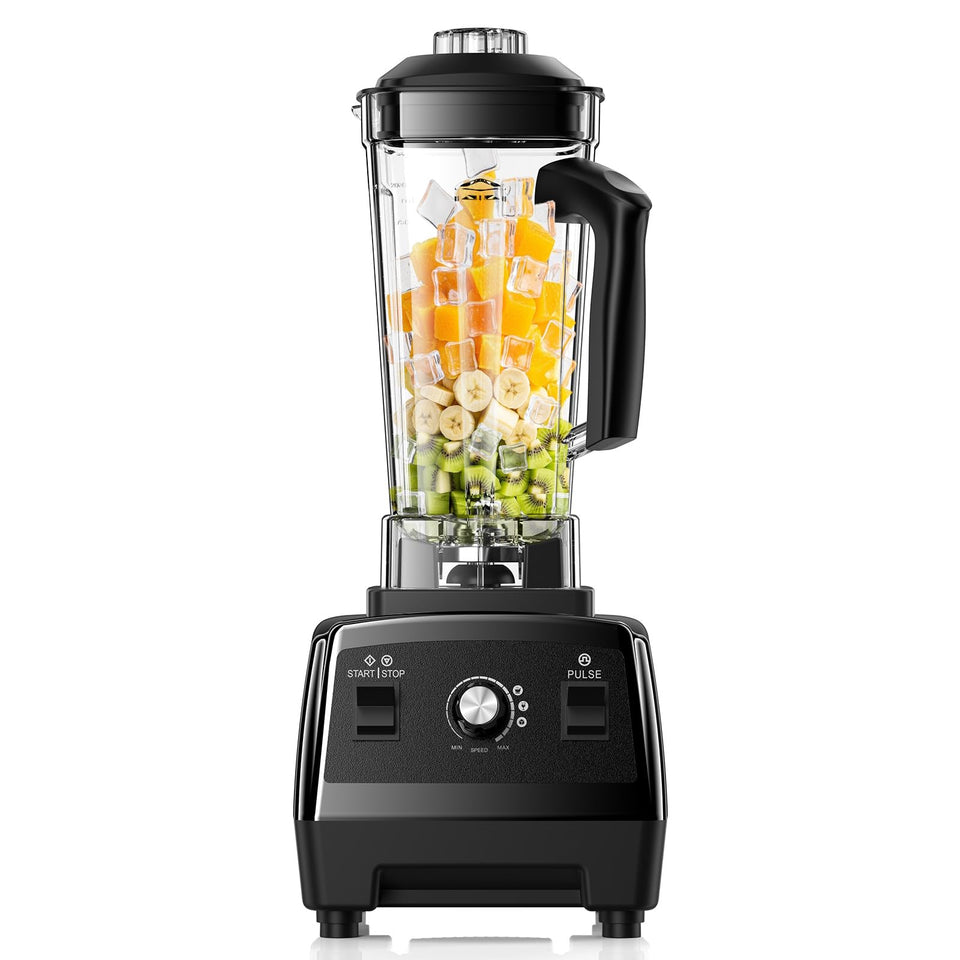 Foyoconven blender with 68oz pitcher in black, ideal for smoothies and frozen drinks.