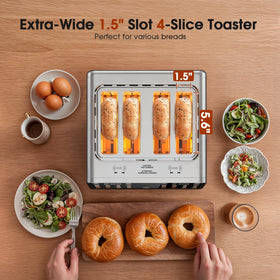 Foyoconven stainless steel exterior with non-stick crumb tray for easy cleaning.