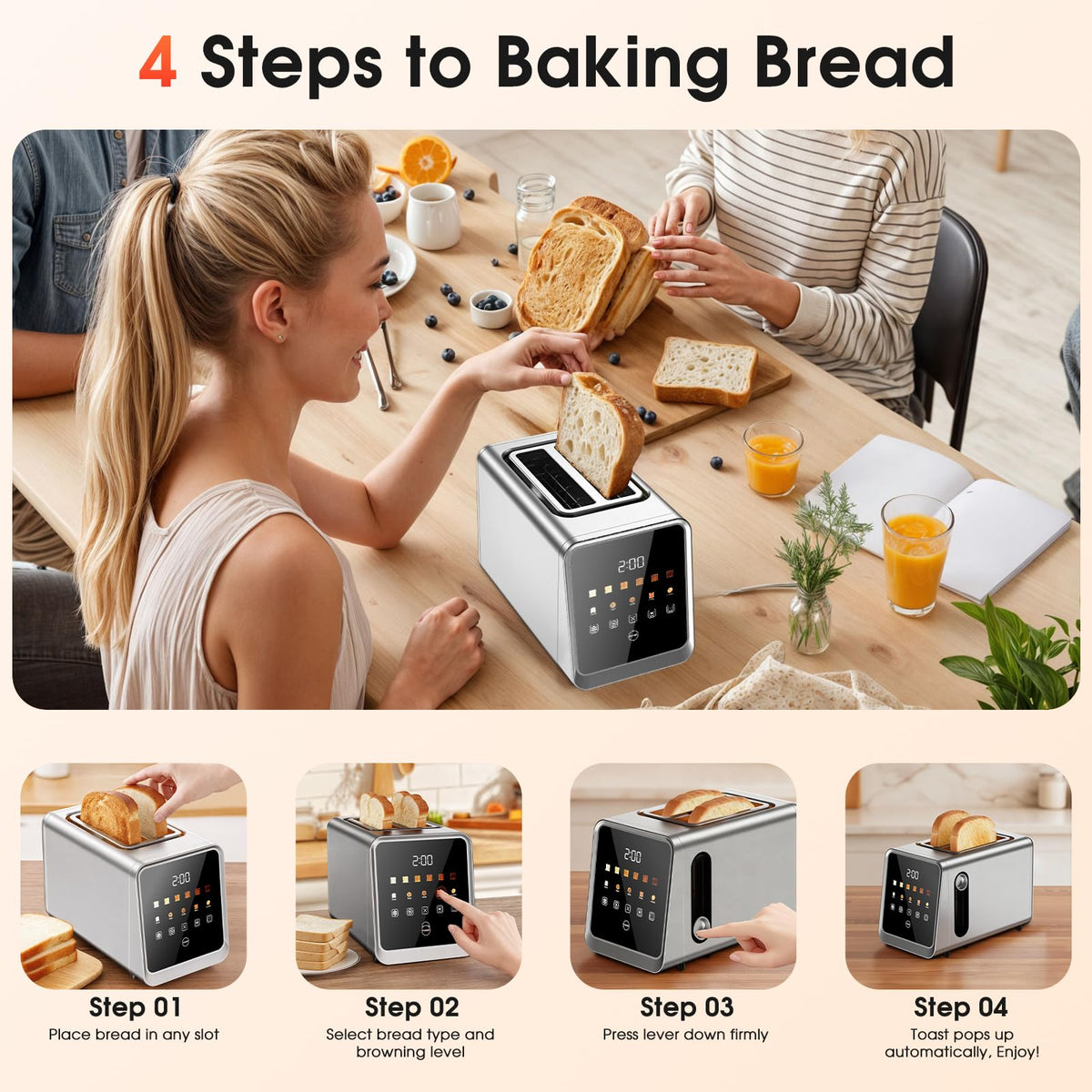 Foyoconven Toaster easy-clean tray simplifies quick maintenance.