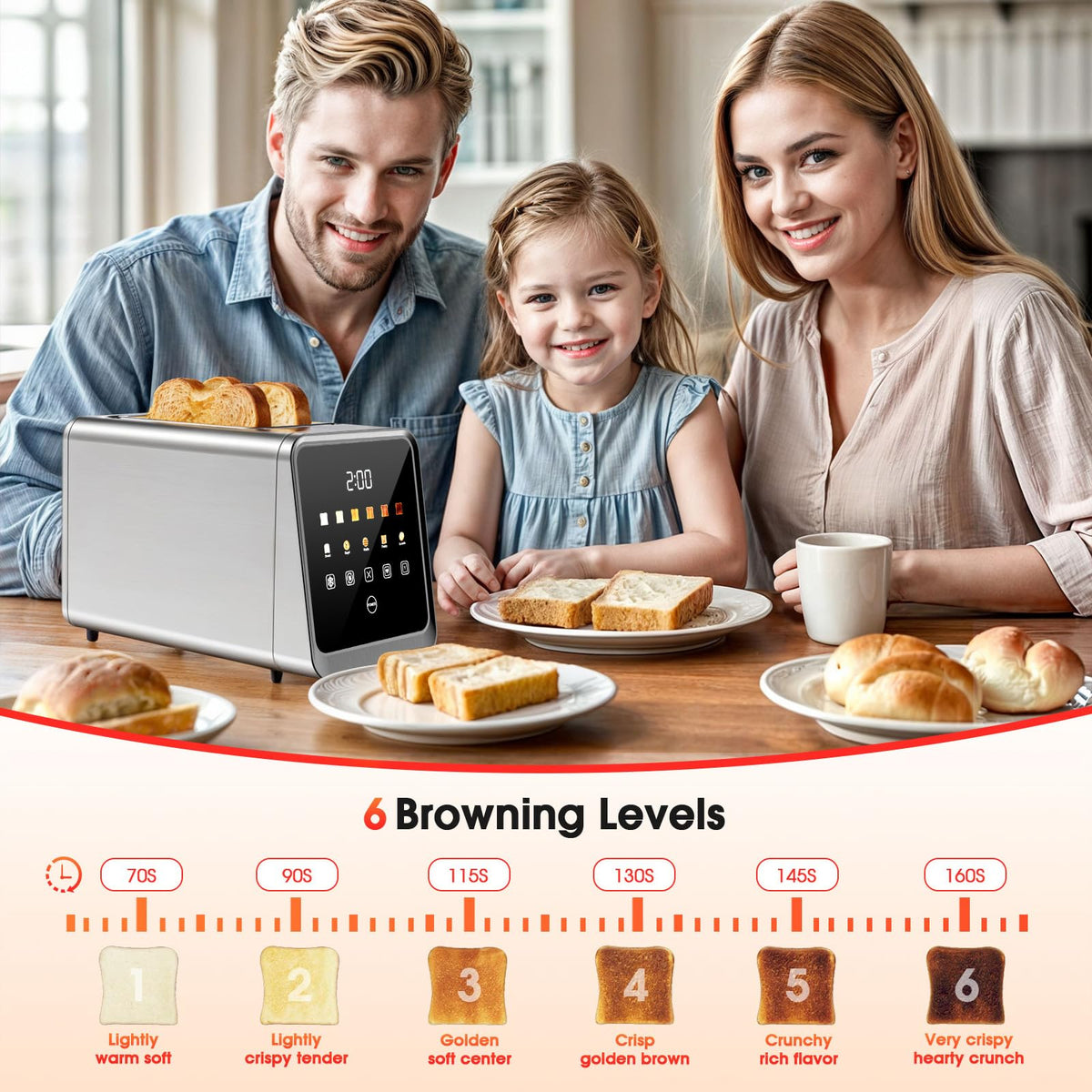 Foyoconven Toaster Memory function saves your preferred settings.
