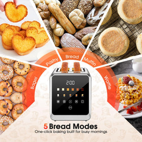 Foyoconven Toaster wide-slots design fits bagels and thick bread.