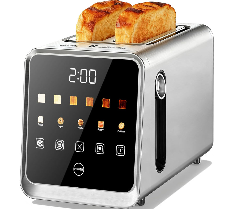 Foyoconven touchscreen toaster display lets you monitor progress hands-free.