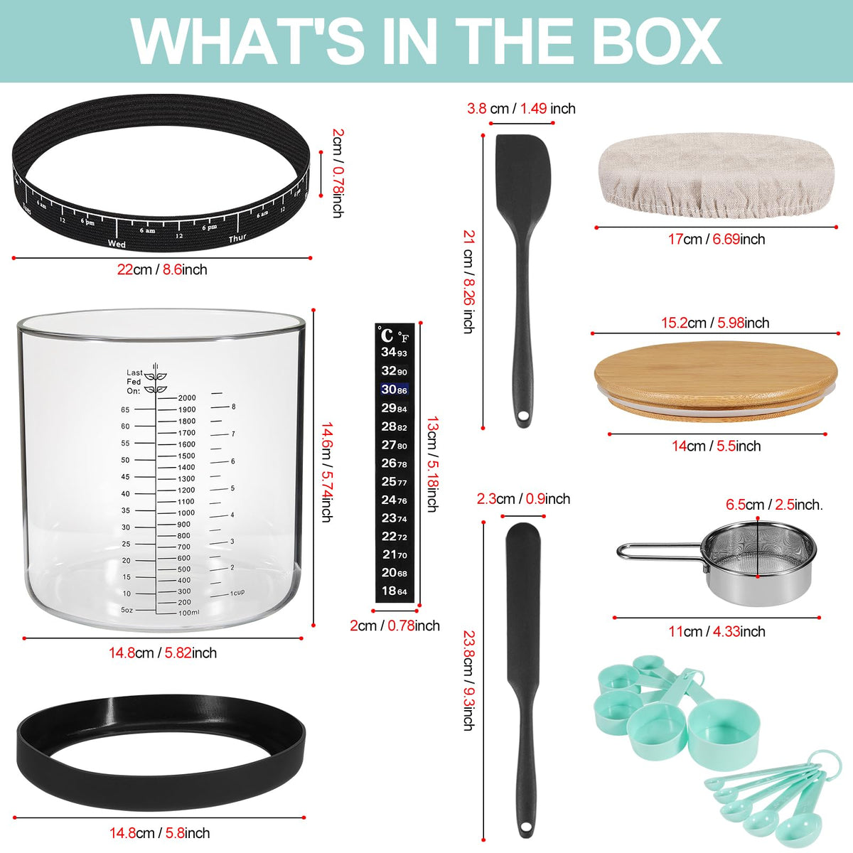 Foyofly sourdough kit with scale lines aids accurate feedings.