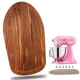 Fracijuy pine wood mixer slider mat in action for KitchenAid, easy gliding and counter protection.