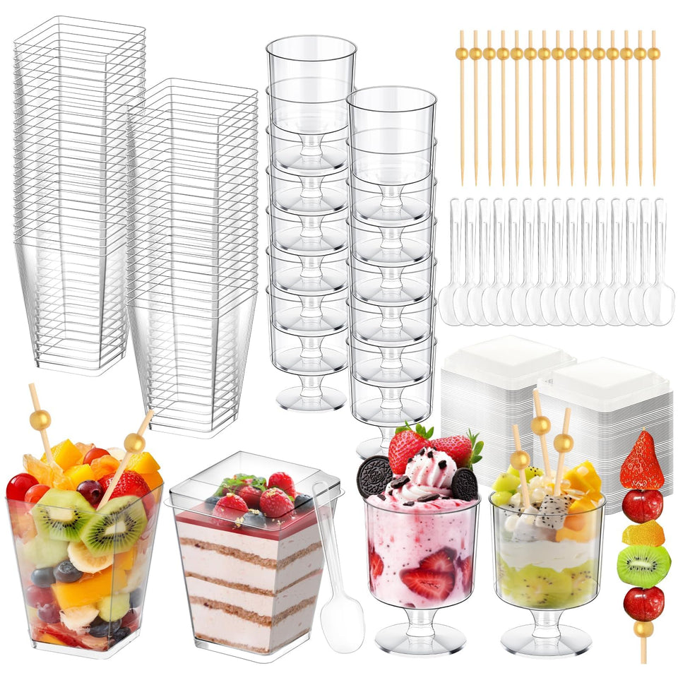 Fracurs 430-pack clear dessert cups with lids showcase treats neatly for any party