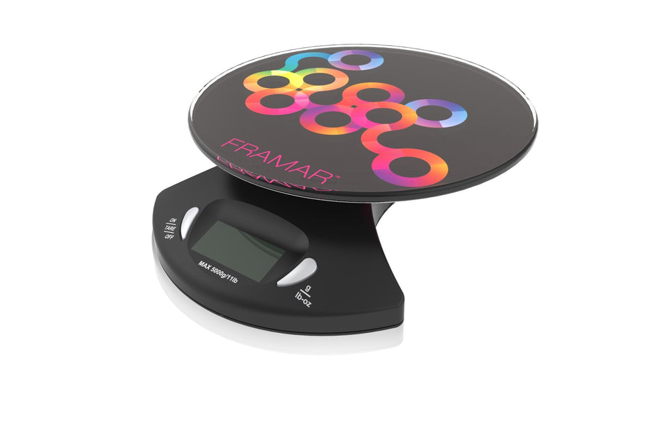 FRAMAR hair color scale top view shows precise measurements for salon tasks