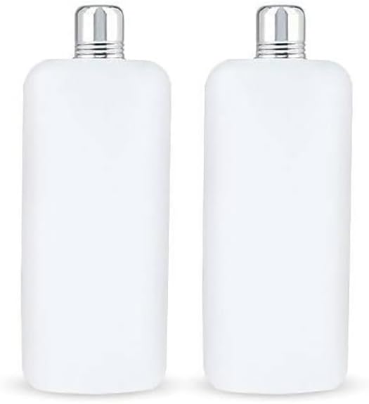 Franmara plastic travel flask 26 oz with chrome top and slip-free grip.