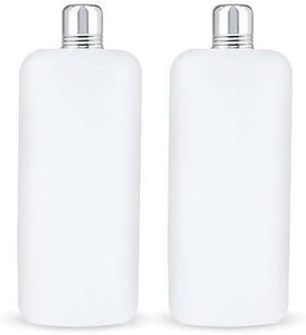 Franmara plastic travel flask 26 oz with chrome top and slip-free grip.