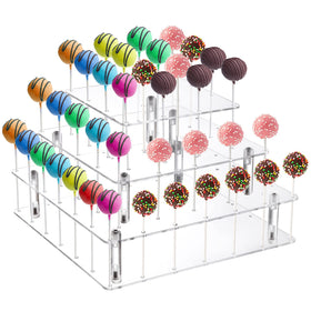 Frcctre 3-tier cake pop display shows treats neatly at an event