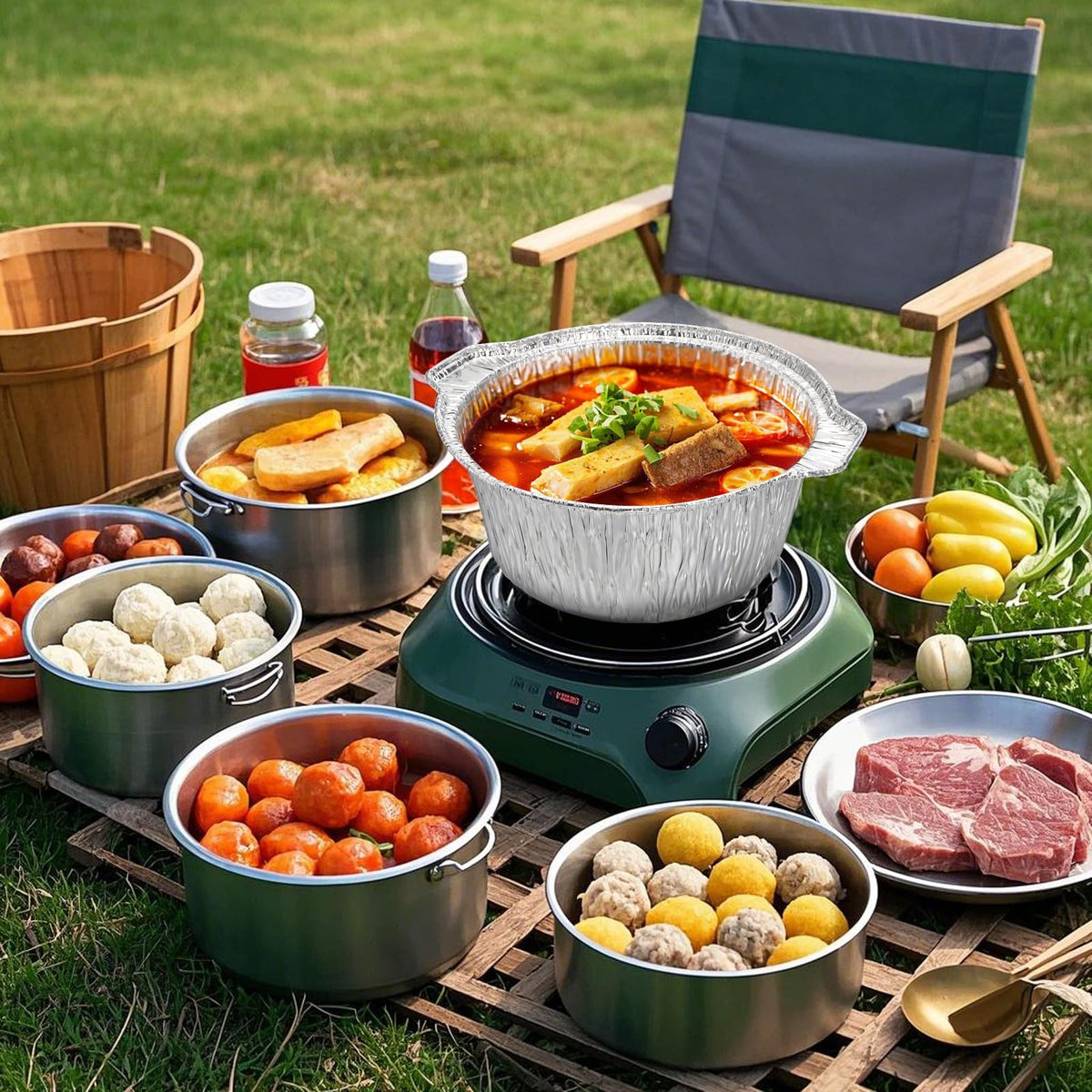 Frcctre aluminum pot with lid for hot or cold dishes