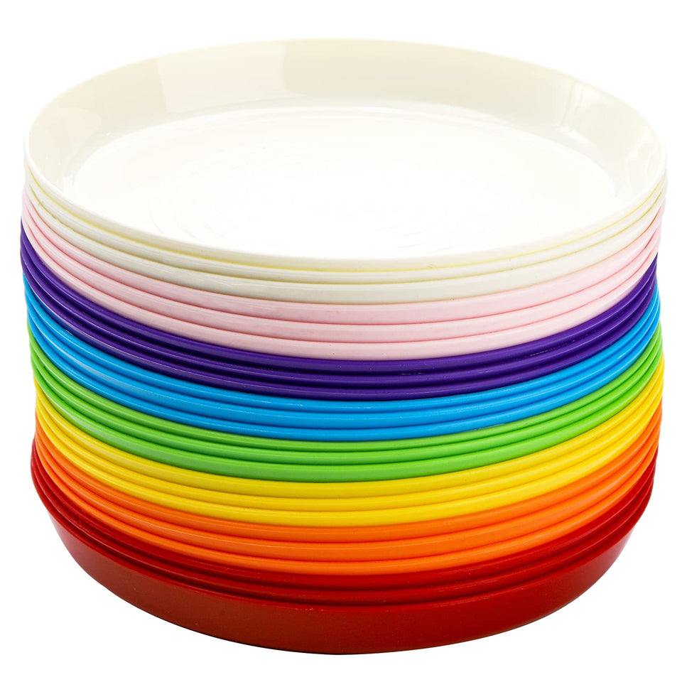 Frcctre 7-inch unbreakable kids plate in rainbow colors for daily meals