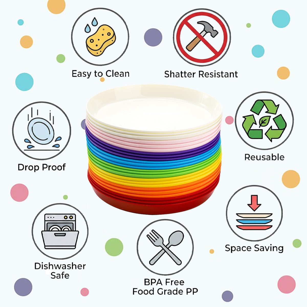 Frcctre dishwasher-safe kids plates for easy cleanup after family meals