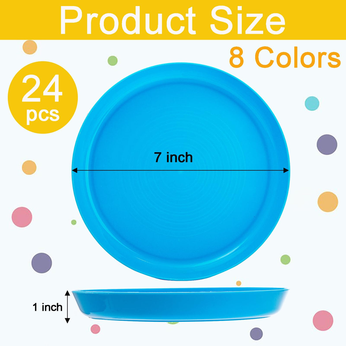 Frcctre 24-pack color variety plates, durable for kids' meals and snacks